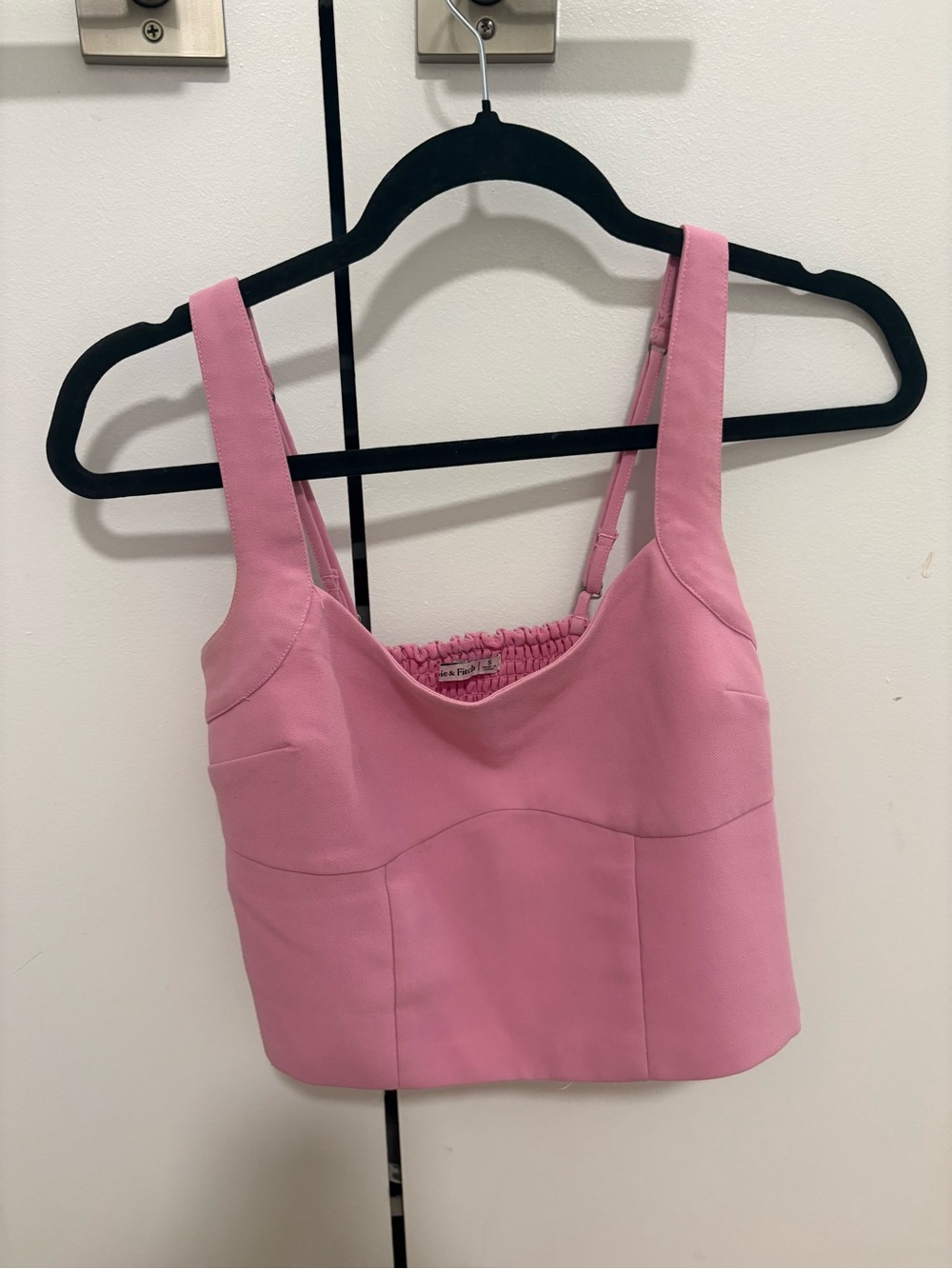 Abercrombie and Fitch Pink Structured Square-Neck Crop Tank Top